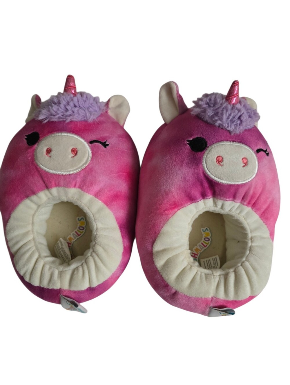 Squishmallows Pink Unicorn Plush Slippers for Kids